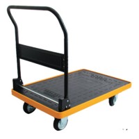 樹脂製折りたたみ台車 積載300kg エラストマーバンパー付 ゴム車輪キャスター