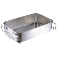 ステンレス製スタッキング給食バット（610×388×H140）積み重ねハンドル付