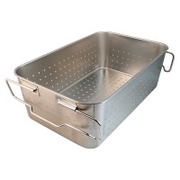 ステンレス製スタッキング穴あき給食バット（610×388×H200）積み重ねハンドル付