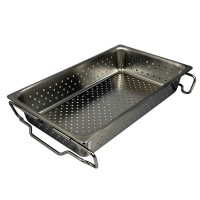 ステンレス製スタッキング穴あき給食バット（530×325×H100）積み重ねハンドル付