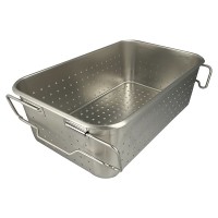 ステンレス製スタッキング穴あき給食バット（619×400×H120）積み重ねハンドル付