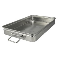 ステンレス製番重バット　大・浅型（550×367×H80）丸棒取手付き