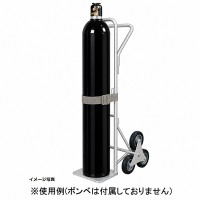 ガスボンベ六輪階段台車(酸素・アセチレン・炭酸ガスボンベ用)銀色