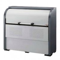 スチールゴミ箱(高耐食溶融メッキ)奥行500mm全面ホワイト高級グレー色