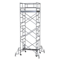 移動式アルミ製高所作業足場3段セット標準仕様（5.86～6.09m）アウトリガー付き
