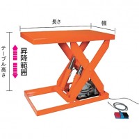 大型電動油圧式テーブルリフト2ton（1000×2000×250～1500）