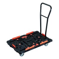 樹脂製連結五輪台車(着脱式ハンドル付ストッパー付収納式柵付)