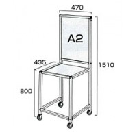 キャスター軽量作業台(指示書ボードA2付)黒色