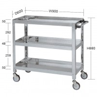ステンレススーパーワゴンSUS430　φ100ナイロンウレタン車（スチール金具）