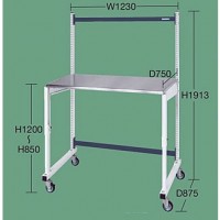 移動式 ステンレス天板R付仕様作業台 単体（W1230）