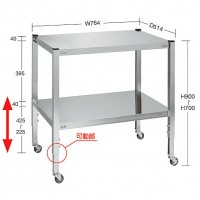 フラット型ステンレスワゴン高さ調整タイプ（764×514×700～900）ゴム車