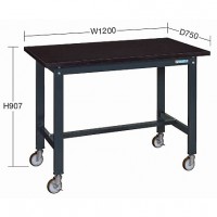 キャスター軽量実験作業台(H907mm 均等荷重200kg特殊アクリル系樹脂天板)ダークグレー