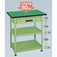 軽量小型作業台リノリューム天板仕様 均等荷重50kg（750×500×785mm）本体グリーン