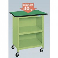 軽量小型キャスター作業台リノリューム天板仕様 均等荷重40kg（750×500×800mm）本体グリーン