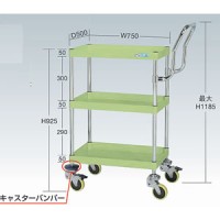 防振衝撃吸収キャスター付ワゴン(均等耐荷重50kg帯電防止ウレタン車3段)