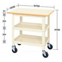 直進安定金具付作業台付きワゴン台車