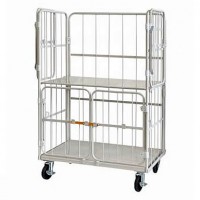 上下観音扉カゴ車アイボリースチール床材