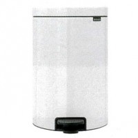 ステンレスフットペダル円筒ゴミ箱20L(白色)