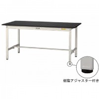 実験作業台固定式中間棚付ケミテクト天板（ブラック）H740mm×1800×900