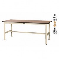 伸縮脚軽量作業台(H600～900mm)ポリエステル天板木目脚部アイボリー