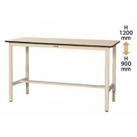 伸縮脚軽量作業台(H900～1200mm)塩ビシート天板グリーン脚部グリーン