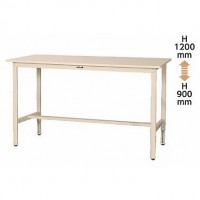 伸縮脚軽量作業台(H600～900mm)スチール天板アイボリー脚部アイボリー