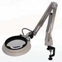 調光式LED照明拡大鏡コンパクトフリーアーム式(クランプ取付)