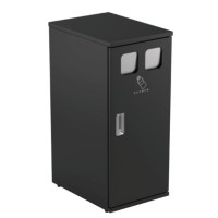 スチール製リサイクルゴミ箱　ブラック　60L（ペットボトル用）