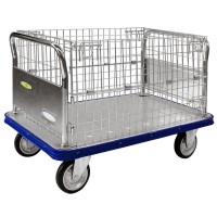 大型スチール網カゴ台車（650×1030）空気入り車輪