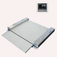 防水食品工場水産加工場向けステンレス低床フロアースケール片側スロープ付(W1200×L1200mm 600kg)