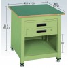 固定式1人用中量作業台（700×700×740mm）引出し2段付き