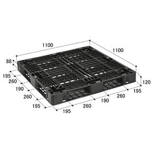 輸出梱包用ワンウェイパレット（1100×1100×120）片面タイプ