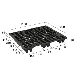 輸出梱包用ワンウェイパレット（1150×1000×130）ネスティング型/10枚