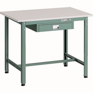 軽量作業台薄型1段引出し付(ポリ化粧天板)グリーン