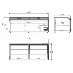 プッシュ型扉ノンフロン大型冷凍ショーケース（-23～-18℃）528L