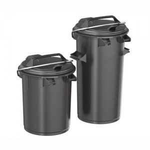 ドイツ製蓋ロック機能付ゴミ箱35Lグレー色
