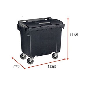 ドイツ製大型キャスター付ゴミ箱(660L)