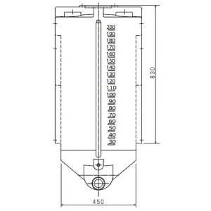 ポリプロピレン製撹拌タンク(底部傾斜)200L白色