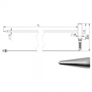 K熱電対突き刺し用温度プローブ（-50～＋250℃）T型シリコンハンドル