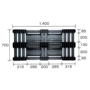 再生パレット (２００Kgドラム缶２本積み片面使用四方差し)