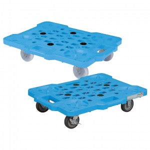 軽量スタッキング・連結平台車（600×410mm）4輪自在エラストマ車輪