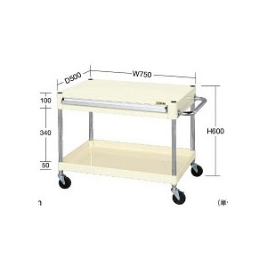 天板フラット引出付ワゴン台車
