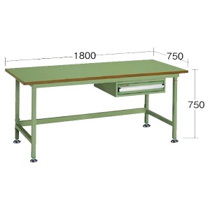 中量作業台（ロンリウム天板/仕切付引出1ヶ付）