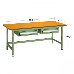 中量作業台（木製天板/仕切付引出2ヶ付）