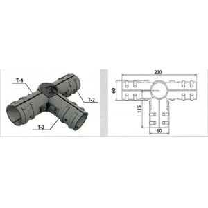 単管パイプ組立接手5方向ジョイント角度90度