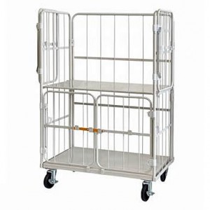 上下観音扉カゴ車アイボリースチール床材