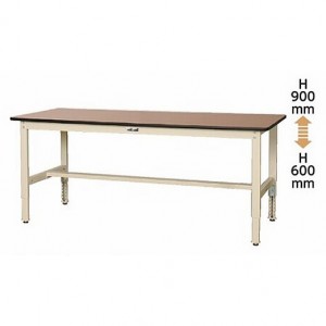 伸縮脚軽量作業台(H600～900mm)ポリエステル天板木目脚部アイボリー