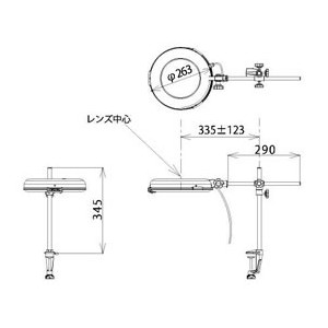 LED照明拡大鏡クランプ取付式　ワイドタイプ2倍（調光あり）