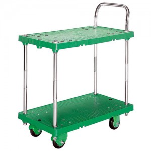 樹脂製2段片袖台車（460×750）プラスチック車輪低ノイズタイプ