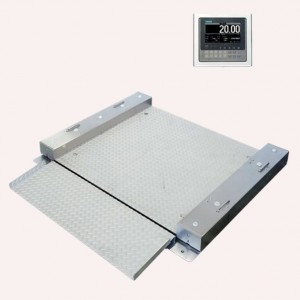 防水食品工場水産加工場向けステンレス低床フロアースケール片側スロープ付(W1200×L1200mm 600kg)